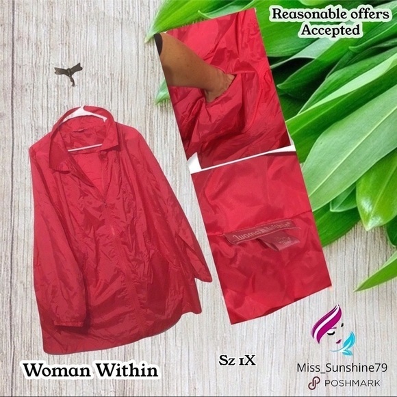 Woman within - Sz 1X - light 100% nylon rain jacket - Picture 1 of 3